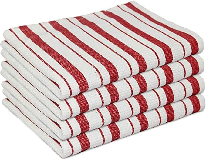 Williams-Sonoma Classic Striped Dishcloths, Dishrags, Claret Red (Set of 4)