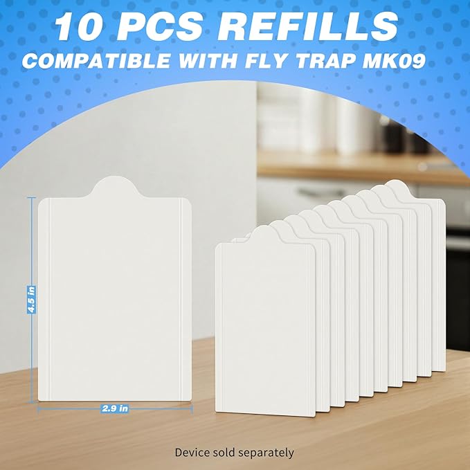 Plug-in Flying Insect Trap Refills, Compatible with MK09 Fly Traps, 10 Refills Pack - Device Not Included