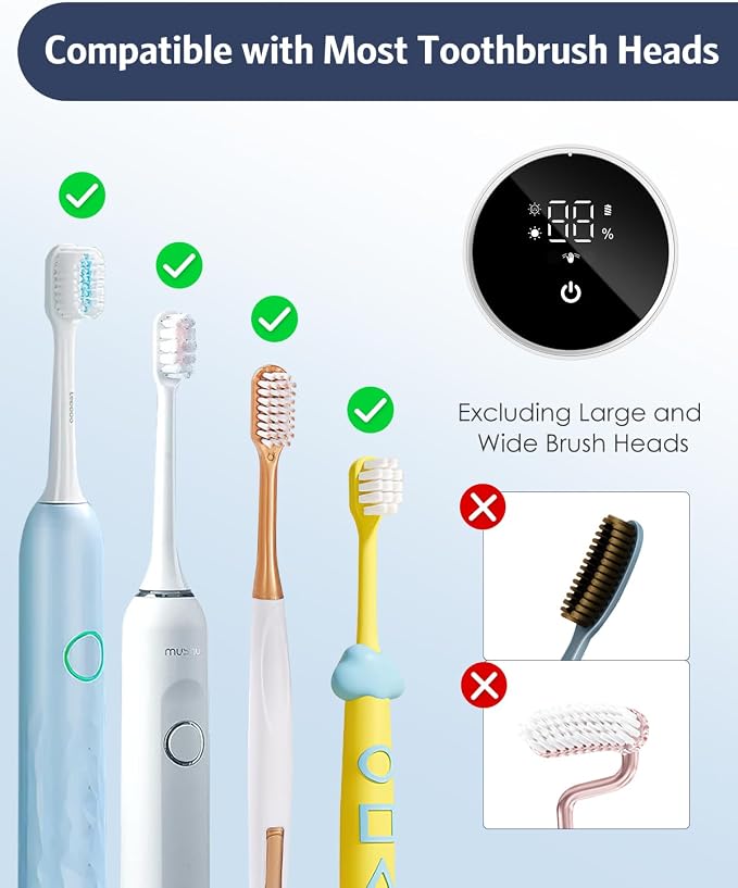 Upgraded UV Toothbrush Sanitizer Holder with Infrared Sensor & Heat Drying, Temracha Wall-Mounted Toothbrush Holder for the Bathroom, LED Smart Display, Fits Toothbrushes & Razor, Portable for Travel