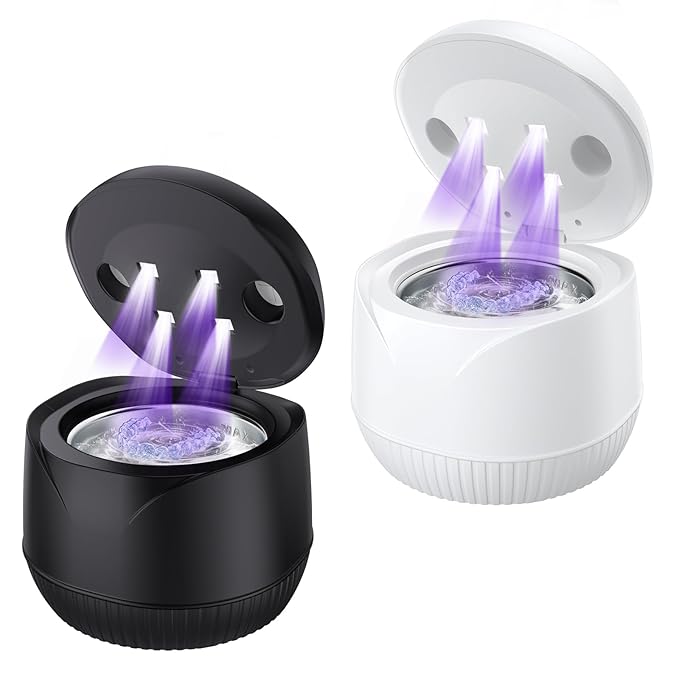 Dental Ultrasonic Retainer Cleaner Machine: 45kHz Dental Cleaning Pod with Digital Timer & 200ML, Deep Cleaning for Dentures, Mouth Guards, Aligners, Night Guards, Braces, Toothbrush Heads & Jewelry