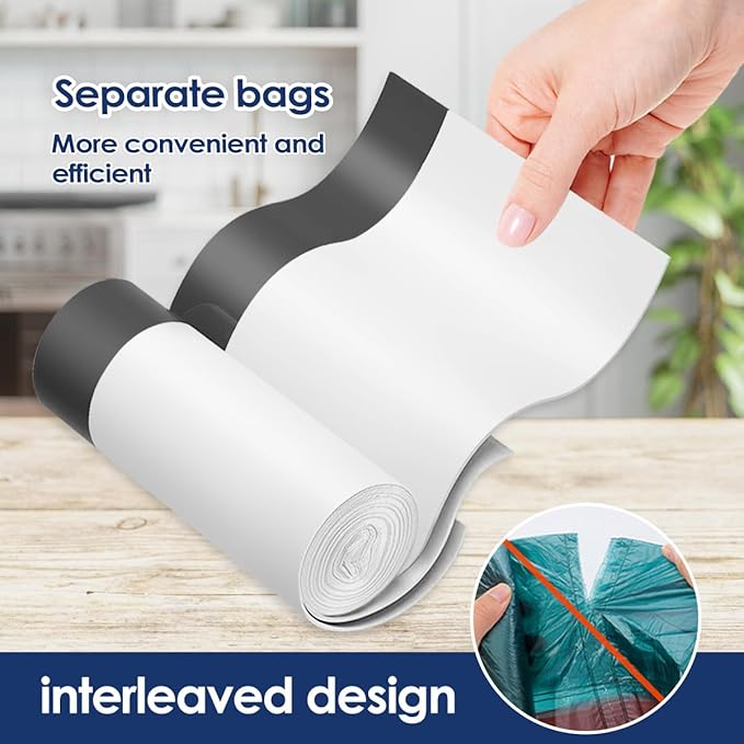 10 Gallon (fit 30-35 Liter) 200 Counts Drawstring Trash Bags, Medium Large Kitchen Garbage Bags Trash Can Liners for Home, Office, Light Residential Waste Outdoor Lawn Bags, White