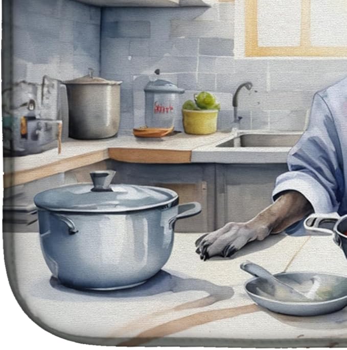 Caroline's Treasures DAC6264DDM Greyhound The Chef Dish Drying Mat Absorbent Dish Drying Mat Pad for Kitchen Counter Dish Drainer Mat for Countertop, 14 x 21", Multicolor