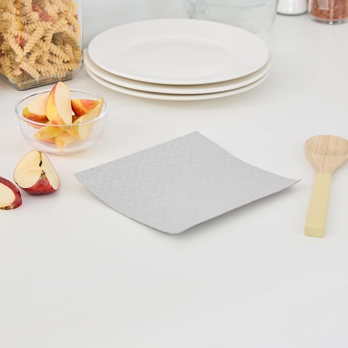Restaurantware Swedish Dishcloths Pack of 200 Cellulose Reusable Absorbent Gray Kitchen Towels, Washable Quick-Dry Dish Towels, Sustainable Gray Cleaning Cloths Super-Absorbent Biodegradable Odorless