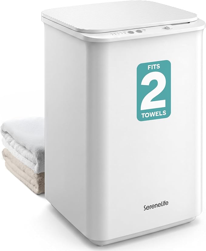 SereneLife Towel Warmer for Bathroom 20L, Blanket Warmer for Home and Salon Use with 122°F-248°F Range, 4 Timer Settings, Auto Shutoff, Scent Disc Included, Fits 2 Large Towels, Robes, Blankets, Black