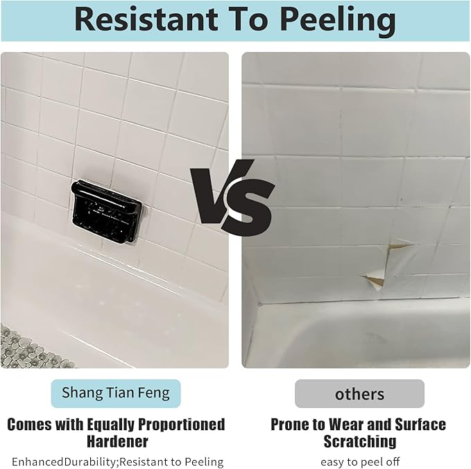 Light Gray Tile Bathtub Refinishing Wall Paint- Bathtub, Bathroom Wall, Countertop, Sink Paint - Easy to Use, Waterproof, Low Odor, No Toxic (White 50-60 sq.ft)