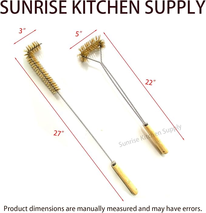 SUNRISE Fryer Brush with Long Handle (Brass, L and Single Brush)