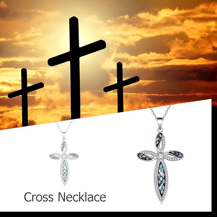 ONEFINITY Religious Cross Pendant Necklace Sterling Silver Origami Cross Pendant Gifts for Women Men Jewelry