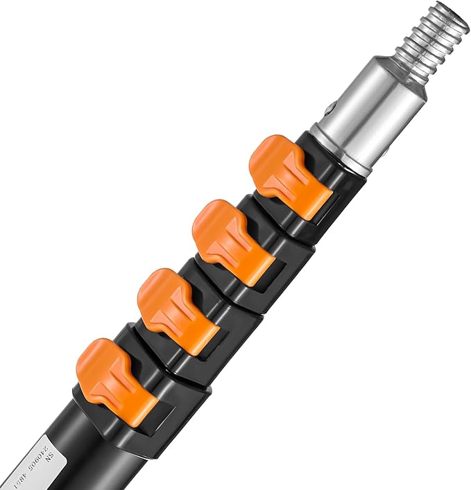 VEVOR Telescopic Extension Pole, 7-30 FT Multi-Purpose Extension Pole, Sturdy Aluminum Alloy Paint Extendable Pole with Flip-Lock Design, Telescopic Pole for Painting, Dusting and Cleaning