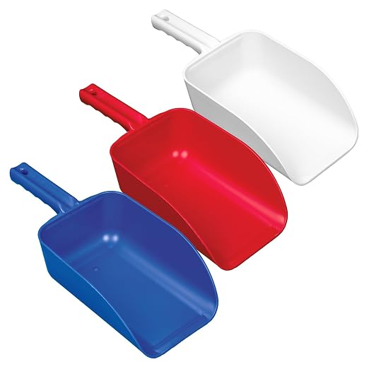 Remco - A Vikan Company 3 pk Color-Coded Plastic Hand Scoop - BPA-Free, Food-Safe Scooper, Commercial Grade Utensils, Restaurant, and Food Service Supplies, Extra Large 82 Ounce Size, Red/White/Blue