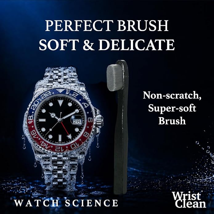 Essential Watch Cleaning Kit | Safe on all Metals & Crystals | (1x) Watch Cleaner Foam 50ML, (1x) Everyday Watch & Jewelry Cleaning Cloth 10"x10", (1x) Watch Cleaning Brush | USA Made (3 piece set)