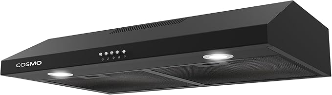 COSMO COS-5U30-BK 30 in. Delta Collection Ducted Under Cabinet Range Hood, Button Controls, Reusable Filters, LED Lights in Matte Black