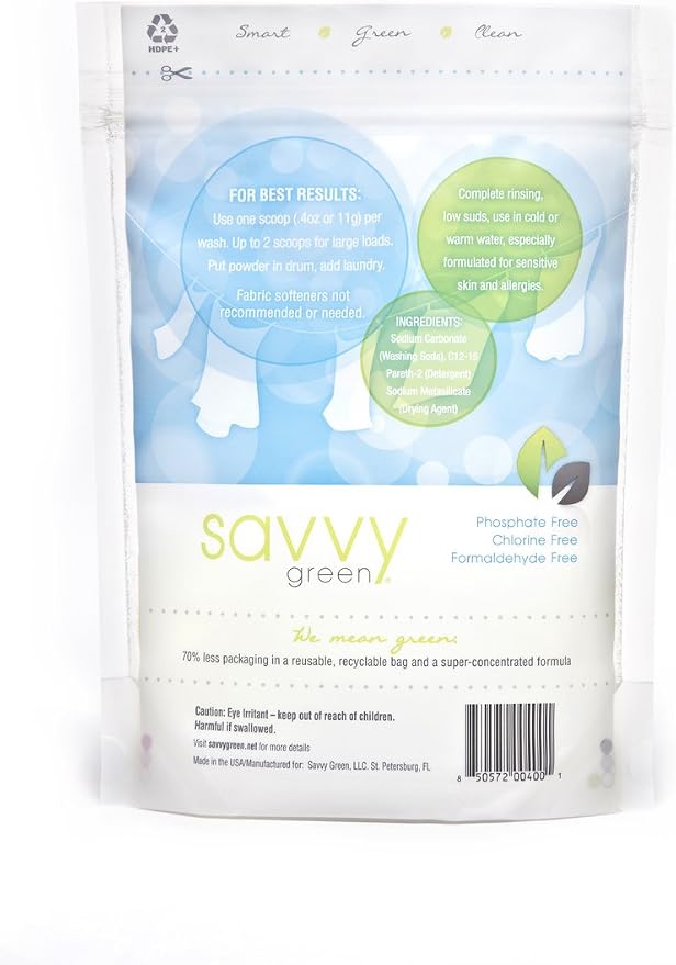 108 Standard Wash Fragrance Free, Eco Clean Laundry Detergent Powder, 2.73 Lbs