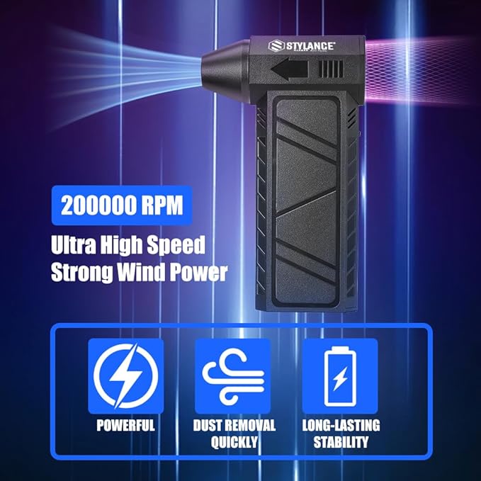 Compressed Air Duster,130000RPM Electric Air Duster Turbo Fan, High-Speed Air Blower with 4 Gear,for Cooling,Keyboard, Salon, Car, Home, Outdoor Cleaning,Type-C