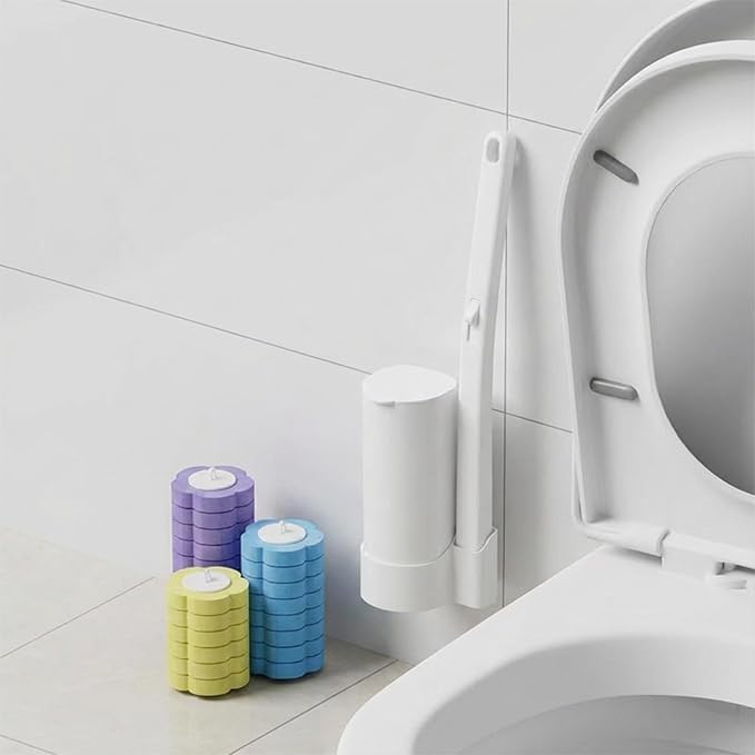 Disposable Toilet Brush Toilet Bowl Cleaner,Toilet Cleaning Supplies,Toilet Bowl Brush,Toilet Cleaner Brush,Toilet Brush with Holder,48 Refills for Cleaning and Hygienic (White Starter Kit)