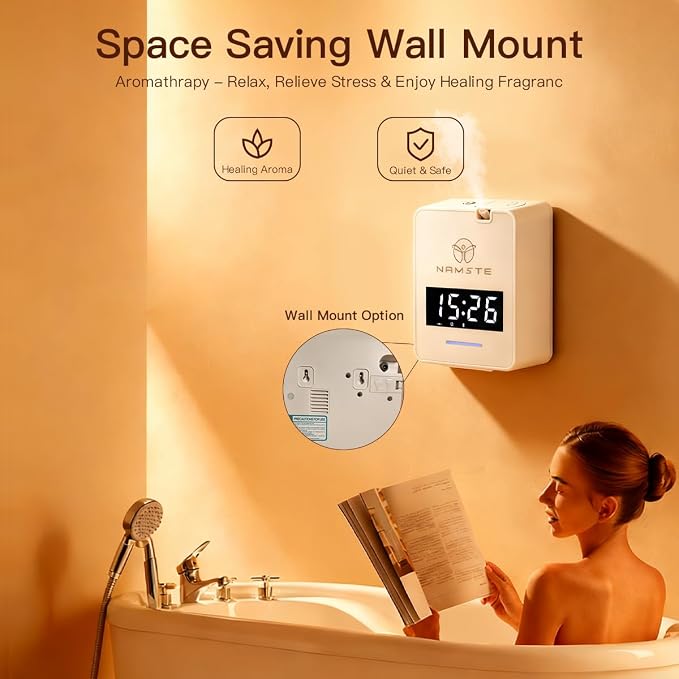 Smart HVAC Scent Machine, Covers 3000 Sq.Ft, Oil Level Monitoring | 300ML Waterless Essential Oil Diffuser, Cold Air Tech, Built-in Clock, for Home, Hotel, Office, Shopping Mall