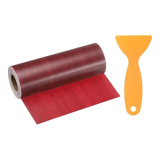 HARFINGTON Wood Grain Repair Tape 6 Inch x 33ft Self Adhesive Repair Patch Tape Simulated Wooden Floor Tapes with Plastic Scraper for Tables Doors Windows Furniture, Walnut