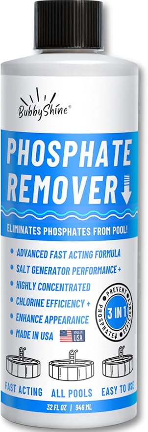 BubbyShine, Phosphate Remover - Pool Chemicals, Pool Phosphate Remover, Pool Chemicals For Inground Pools & Above Ground Swimming Pools, Perfect for Pool Openings to Make Your Pool Phosphate Free 32oz