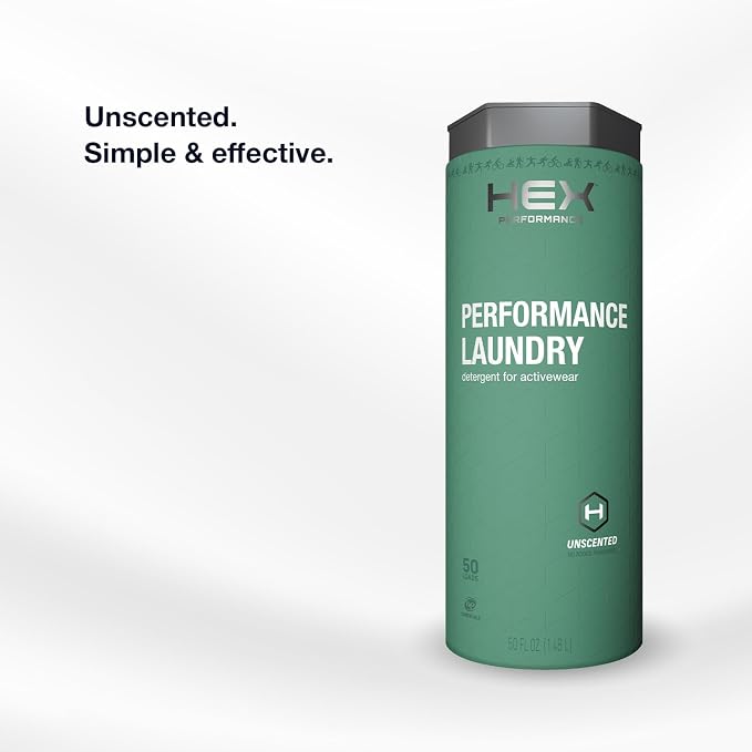 HEX Performance Laundry Detergent, Unscented, 100 Loads (50ld Pack of 2) – Concentrated Activewear Detergent for Odor Removal, Sweat & Residue, Fragrance-Free, HE Compatible, Biodegradable Formula