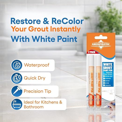 Deep Clean & Restore Bundle – Heavy Duty Tile & Grout Cleaner with White Grout Paint Pen 2-Pack – Degreaser & Grout Whitener Kit for Bathroom, Kitchen, Shower