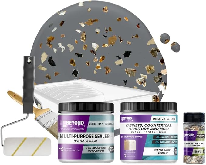 Beyond Paint Oxford Bronze Flecks Countertop Makeover Kit with Paint, Sealer, Flecks, and Tools for Countertops, Pewter