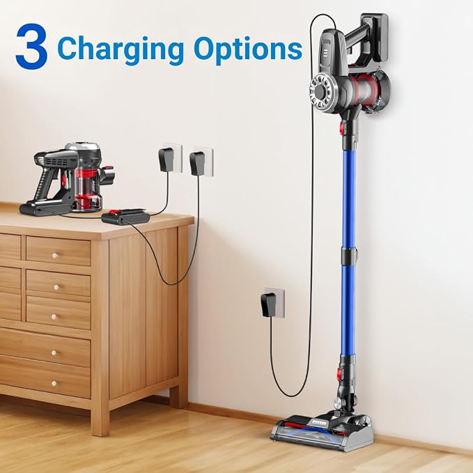 Cordless Vacuum Cleaners for Home, 45 Min Runtime, LED Headlights, 2-Speed, Telescopic Tube, Powerful Suction, Rechargeable, Lightweight & Versatile Household Essentials Stick Vacuum Cordless