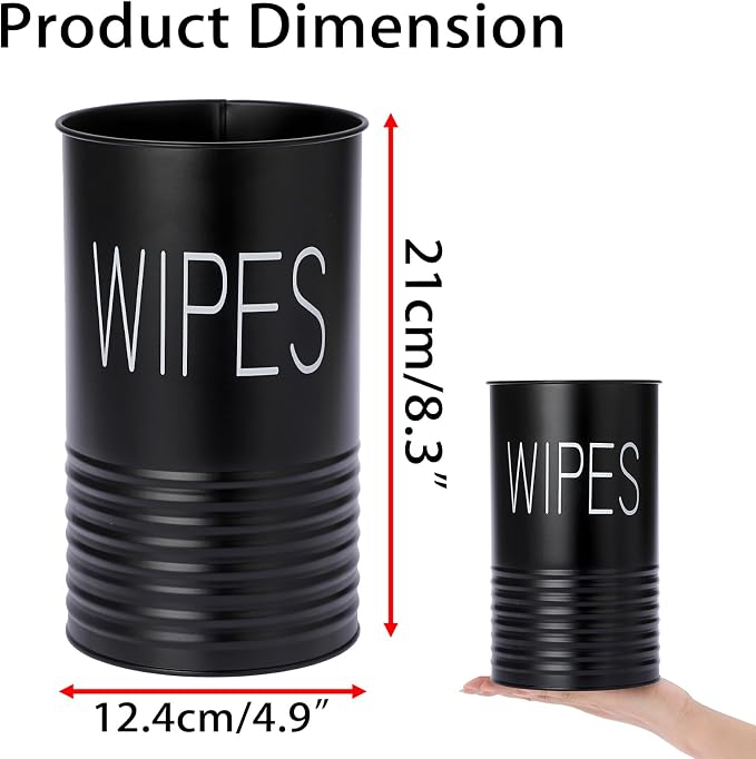 Kokone Wipes Dispenser Farmhouse Wipes Container with Matte Finish Compatible for Clorox Lysol Sturdy Galvanized Iron Wipes Holder for Kitchen,Bathroom,Office,School Table Countertop,Black