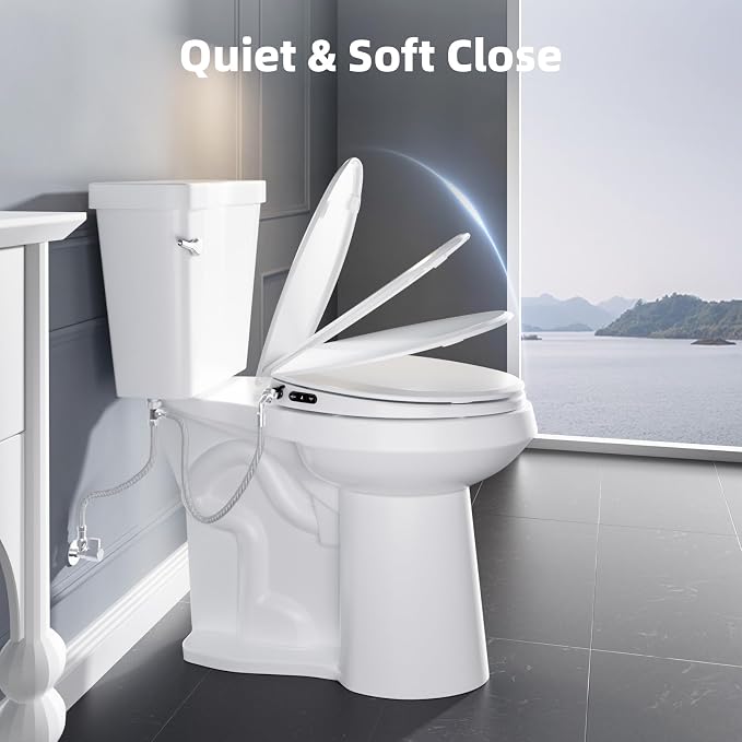 Clirass Bidet Toilet Seat, Knob-Adjustable Water Pressure, Buttons for Switching Between Bidet, Feminine Wash, and Self-Cleaning Modes, Dual Nozzle System, Quick Installation, Fits Elongated Toilets