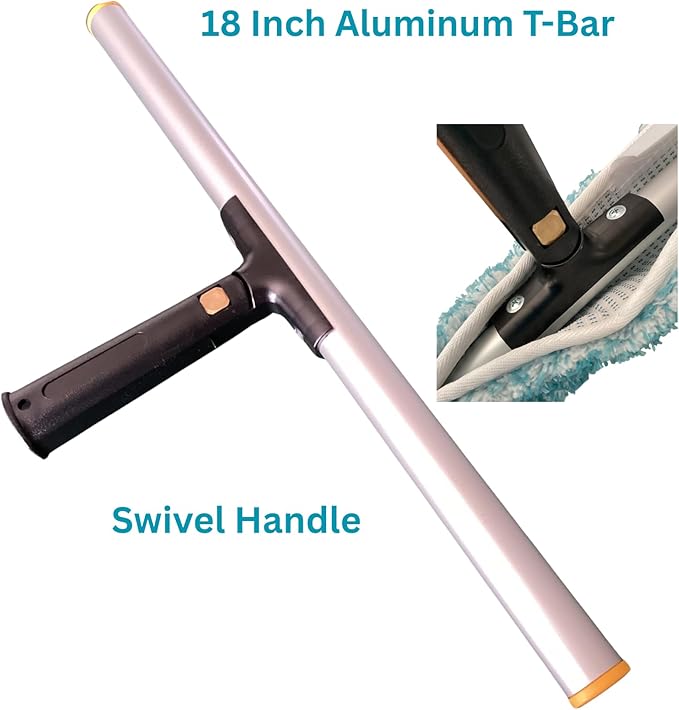Window Squeegee 18 inch and Window Washer with Swivel Handle, Professional Window Cleaning Kit, Window Scrubber with Durable Aluminum T-Bar for Window Cleaning