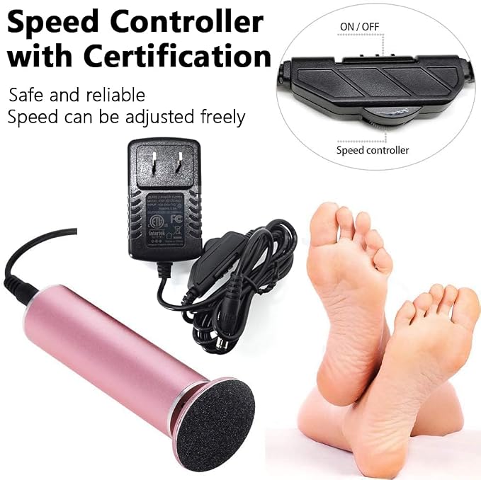 Electric Foot File Callus Remover for Feet, Adjustable Speed Foot Sander Grinder Professional Pedicure Tools for Dead Skin Heel Calluses with Replaceable Sandpaper Discs (Upgraded FCR-1 Pink)