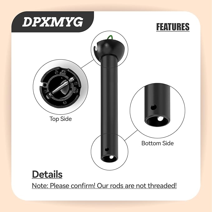 4 inch Black Ceiling Fan Downrod with Ball Head, Downrod for Ceiling Fan, 1 inch Outside Diameter, Suitable for a Wide Range of Fans (with Ball Head, Not Threaded)