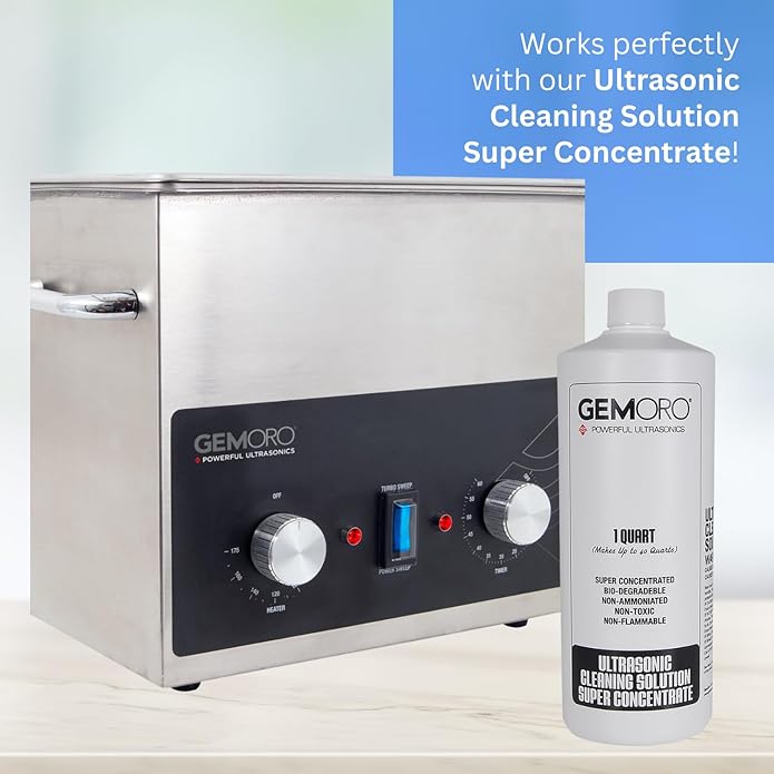 GemOro Ultrasonic Jewelry Cleaner | Heated Stainless Steel Personal Gentle Cleaner with Basket | Professional Performance Machine for Rings Watches Glasses Earrings