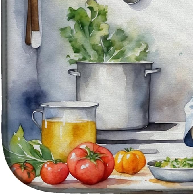 Caroline's Treasures DAC6184DDM Alaskan Malamute The Chef Dish Drying Mat Absorbent Dish Drying Mat Pad for Kitchen Counter Dish Drainer Mat for Countertop, 14 x 21", Multicolor