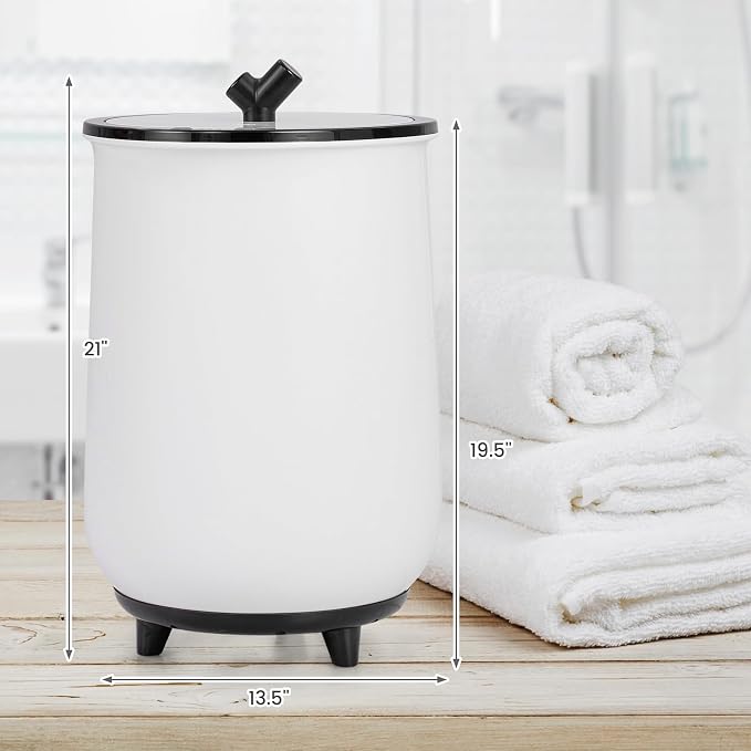 Giantex Towel Warmer Bucket, 23L Large Hot Towel Bucket for Bathroom Spa, Wood Handle, 3 Heating Modes, Adjustable Timer & Auto Shut Off, Fits Up to Two 40" x 70" Oversized Towels, Blankets, Black