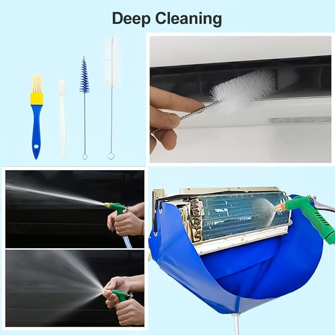 Ac Cleaning Bag with Wall Protection Cloth, 13Pcs Mini Split Cleaning Kit, Ac Cleaning Kit, Air Conditioner Cleaning Kit, Split Ac Unit Cleaning Kit, Minisplit Air Conditioner Cleaning Bag