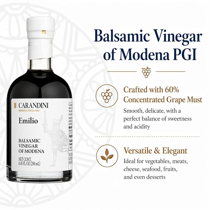 Carandini Emilio Silver Balsamic Vinegar of Modena PGI & Bianca Sweet White Vinegar Combo Set with Gift Box, Gift for Mother | Made in Italy