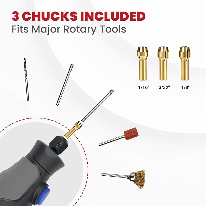 512-Piece Rotary Tool Accessories Kit, 1/8" Universal Rotary Tool Bits, Multi-Functional Attachment for Sanding, Cutting, Grinding, Drilling, Engraving, Polishing and Cleaning