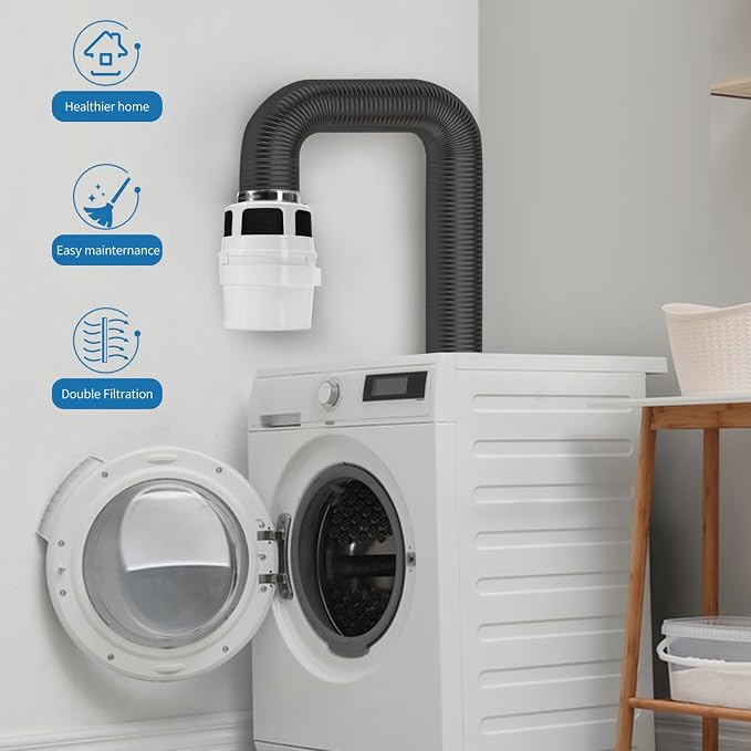 【Upgraded】 3 in 1 Indoor Dryer Vent Kit Lint Trap for Electric Clothes Dryers - with 4-Inch by 5-Feet Double Layer Black Proflex Duct