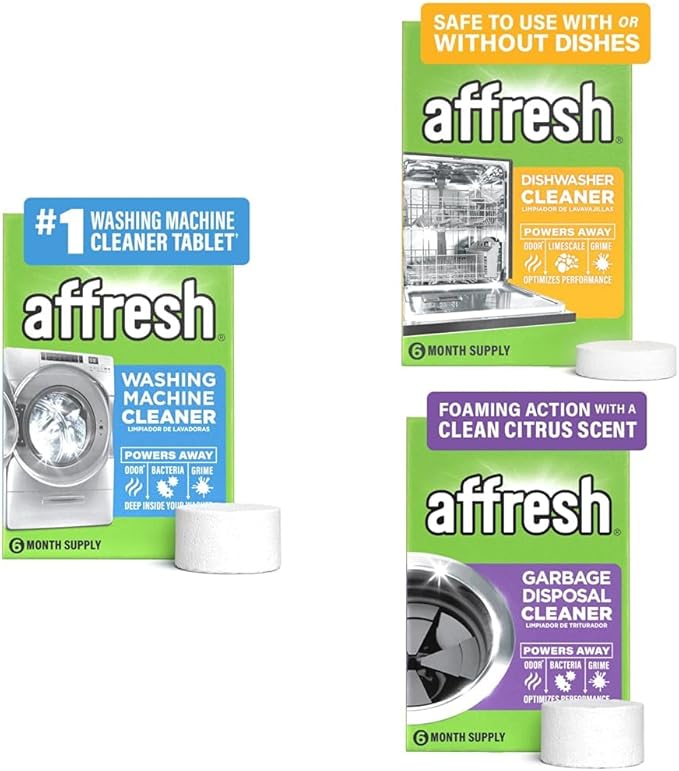 Affresh Washing Machine Cleaner, Dishwasher Cleaner And Garbage Disposal Cleaner, Includes 6 Month Supply, 18 Tablet Set
