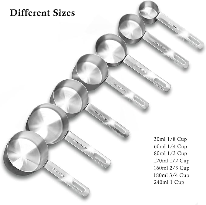 7-Piece Stainless Steel Measuring Cup Set [Upgraded]