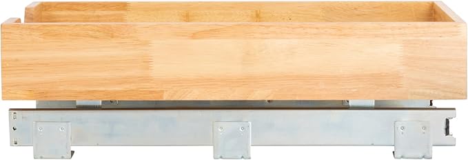 Household Essentials Glidez Steel and Wood Pull-Out/Slide-Out Storage Organizer for Under Cabinet Use - 1-Tier Design - Fits Standard Size Cabinet or Shelf, Brushed Nickel and Natural