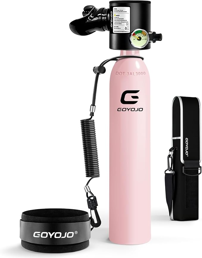 GOYOJO Mini Scuba Tank, Portable Diving Lung Air Tank with DOT Certified, Refillable Emergency Backup Pony Bottle for Snorkeling, Underwater Breathing, Training