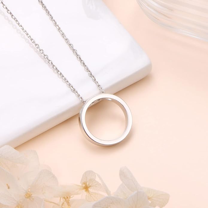 DAOCHONG 925 Sterling Silver Geometric Shapes Necklace Triangle/Rectangle/Rhombus/Circle Pendant Necklace for Women Jewelry Gifts
