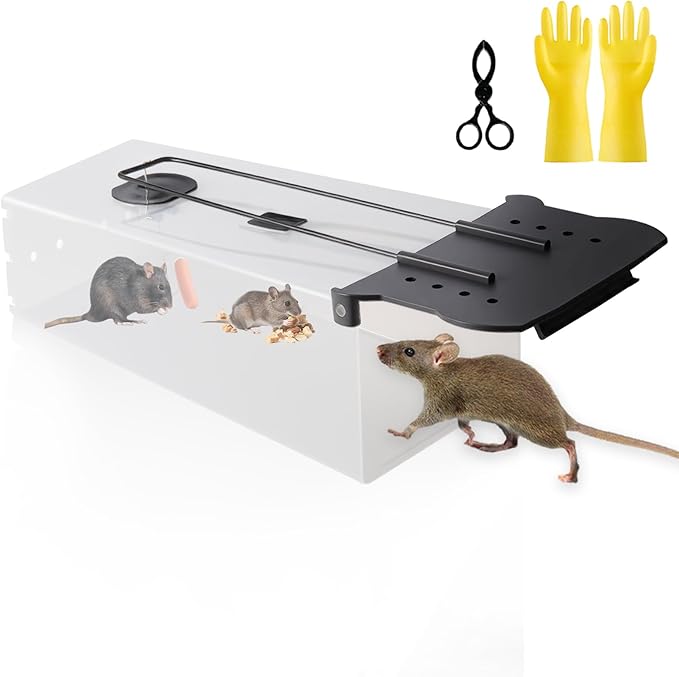 Humane Rat Trap - 2025 Mouse Traps Humane Live, Easy to Catch & Release Rats & Mice, Live Rat Traps for Indoor & Outdoor Use, Reusable Rodent Trap That Work for Home, Yard, Garage (9.37*5.2*3.74in)
