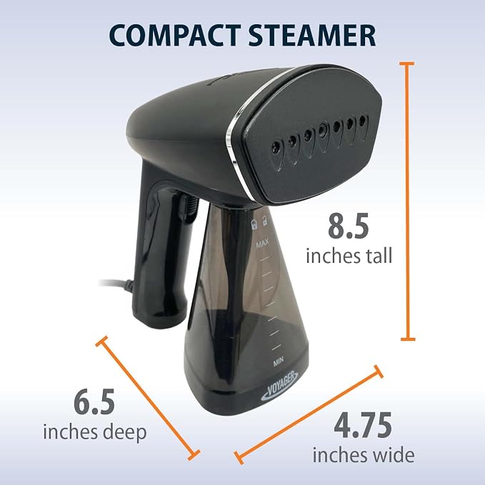 Voyager Cloud Handheld Clothes Steamer, 1650W power, Lightweight Garment and Fabric Steamer, Matte Black