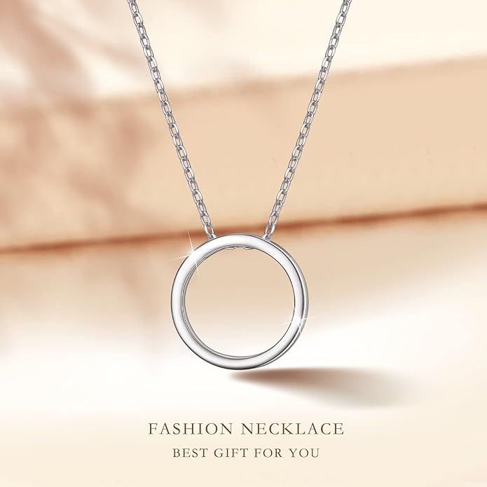 DAOCHONG 925 Sterling Silver Geometric Shapes Necklace Triangle/Rectangle/Rhombus/Circle Pendant Necklace for Women Jewelry Gifts