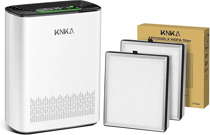 KNKA Air Purifiers APH3000 & KNKA Genuine APH3000 Air Purifier Replacement Filter, Supports HEPA Sleep Mode. High-Efficiency Air Filtration