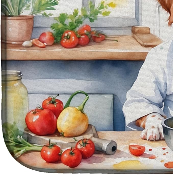 Caroline's Treasures DAC6221DDM Brittany Spaniel The Chef Dish Drying Mat Absorbent Dish Drying Mat Pad for Kitchen Counter Dish Drainer Mat for Countertop, 14 x 21", Multicolor