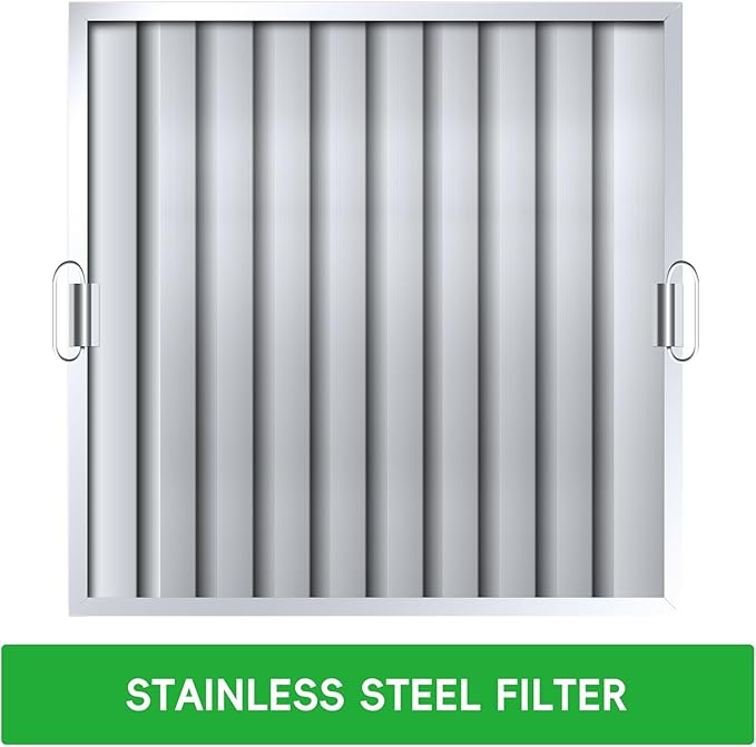 GarveeTech Pack of 6 Hood Filters 19.5W x 19.5H Inch, 5 Grooves Commercial Kitchen Range Hood Filter, 430 Stainless Steel, for Restaurant Exhaust Hood