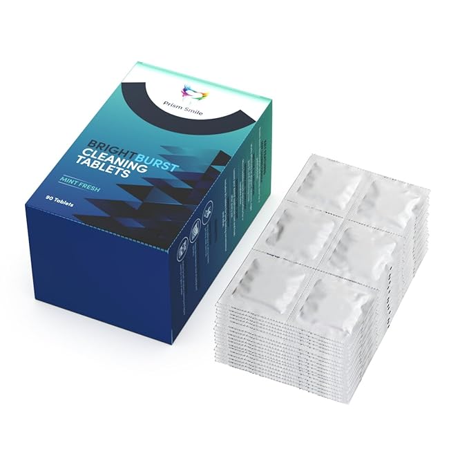 BrightBurst Cleaning Tablets, Mint Fresh, 90 Count, for Clear Aligners, Retainers, Night Guards, Whitening Trays