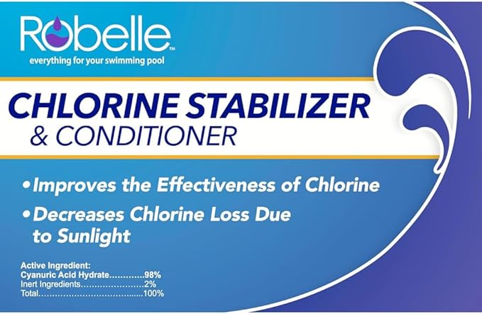 Robelle 12-Pounds Premium Chlorine Stabilizer and Conditioner, Concentrated Cyanuric Acid for Pools, Pool Stabilizer, Helps Chlorine Last Longer